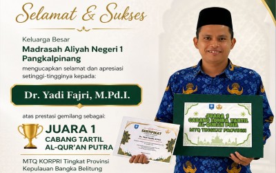 Yadi Fajri Raih Prestasi Gemilang di MTQ KORPRI Tingkat Provinsi Babel, Harumkan Nama MAN 1 Pangkalpinang
